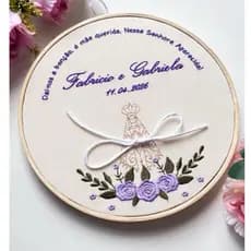 Porta Aliança Personalizado Casamento Bastidor Bordado
