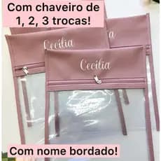 Kit Saquinho Maternidade Organizador Bolsa Viagem Mala Bebê Roupa Limpa Suja Personalizado Nome Bordado
