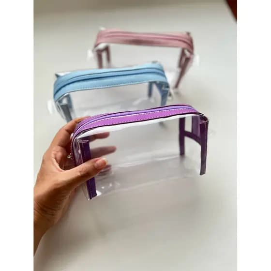 Estojo Transparente Escolar Faculdade Necessaire Organizador