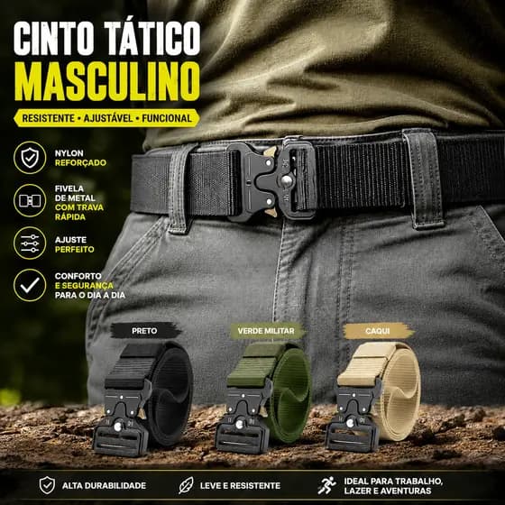 Cinto largo masculino nylon fivela e engate rápido