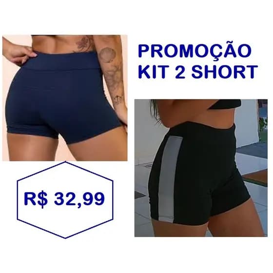 KIT 2 Shortinho Legging Curto Academia Praia Caminhada Lazer Suplex