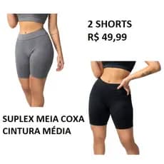 KIT 2 Shortinho/Bermuda Meia Coxa Legging Academia Praia Caminhada Lazer Suplex