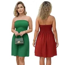 KIT 2 Vestidos Curto Feminino Tomara Que Caia Lastex Dunas Moda Verão Tamanho Único 36 ao 42