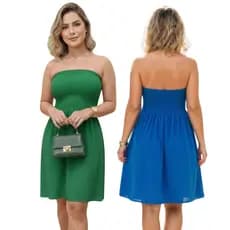 KIT 2 Vestidos Curto Soltinho Feminino  Tecido Dunas Tamanho Único 36 ao 42 Leve Fresquinho