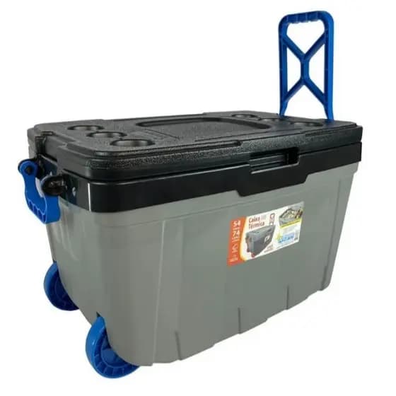 Caixa Térmica 54 Litros Com Rodinhas e Divisórias, Camping, Pesca, Cooler