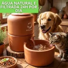 Filtro de Barro Pet Água Pura com Vela Carvão Ativado para Cachorro Bebedouro Gatos - ENVIO IMEDIATO