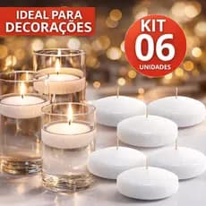 06 VELAS FLUTUANTE BRANCA DURAÇÃO 18 HR DECORAÇÃO DECORATIVA CASAMENTO FESTAS PISCINA FLUTUAM