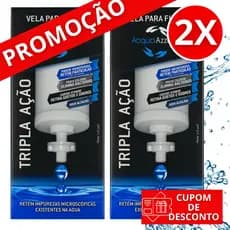 2 Vela Filtro de Barro Carvão Ativado Tripla Ação Prata Coloidal Acqua Azzurra