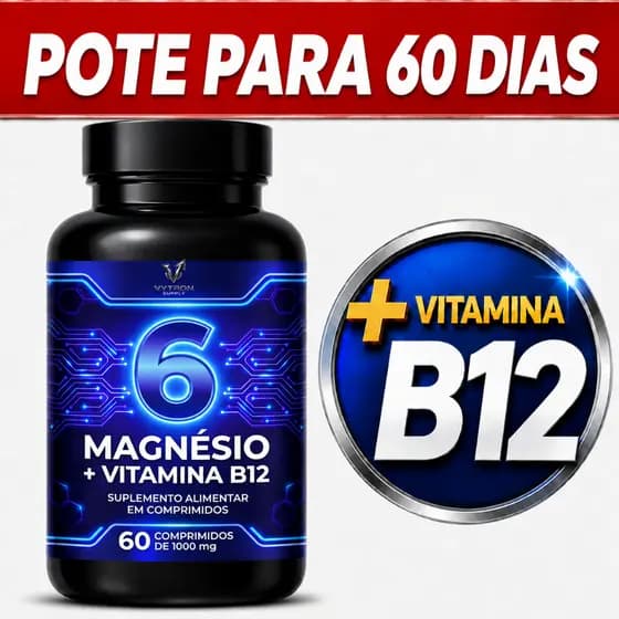 Magnésio 6 Tipos + Vitamina B12 Metilcobalamina Malato Bisciglinato Taurato Citrato Óxido Ascorbato