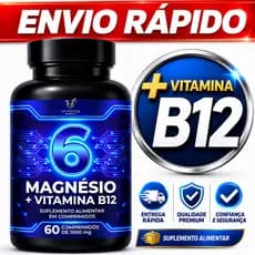 MAGNÉSIO 6 TIPOS + B12 METILCOBALAMINA Original 60 Comprimidos (  POTE PARA PARA 02 MESES  )