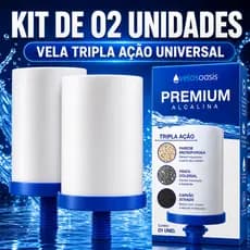 Kit 2 Velas Vela Tripla Ação Universal Premium Alcalina Para Filtro de Barro Refil Purificador Água