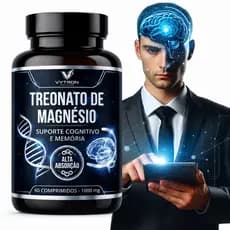 TREONATO DE MAGNÉSIO 1000 mg Original com Treonina 60 Comprimidos - POTE PARA 30 DIAS USO