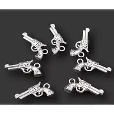 Kit 10x Pingente Revólver Retrô – Estilo Antigo 22x11mm