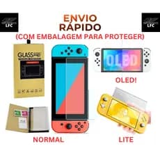 Pelicula Protetora Vidro Temperado Ultra Resistente anti impactos e arranhões P Tela Nintendo Switch Normal, Oled e Lite