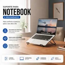 Suporte para Notebook Ergônomico Dobrável Ajustável - 14" à 17" Escritório | Estudo