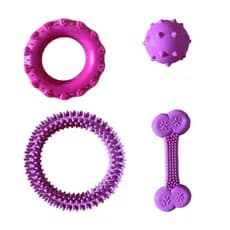 Kit de Brinquedos Para Cachorro: Bola, Osso, Anêmona e Pneu