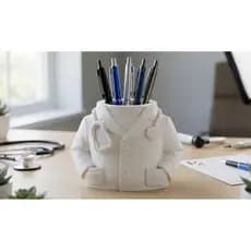 Porta Canetas Jaleco Médico Masculino Decorativo Organizador de Mesa