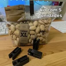 Kit 5 Clips para Fechar de Pacotes de alimentos – Prendedor para Alimentos (cor preto)