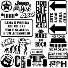 Kit cartela de Adesivo JEEP 17 unidades, Moto, Carro, Capacete, Bike