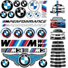 Super Cartela Adesivo BMW 37 adesivos, carro, moto, bike, capacete, baú, geladeira, notebook etc.