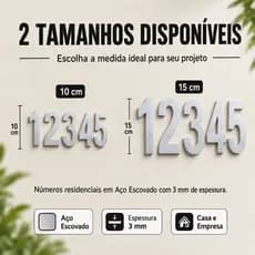 Número Residencial Aço Escovado 3mm 10 ou 15cm Para Casa Empresa Fachada