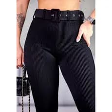 Calça Legging Feminina Skinny Leg Cintura Alta Canelada 3D Premium Nova Tendência Moda 5