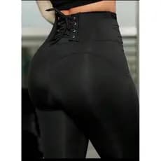 Calça Feminina Legging Zíper Frontal e Cordão Traseiro | Cintura Fina e Bumbum Grande