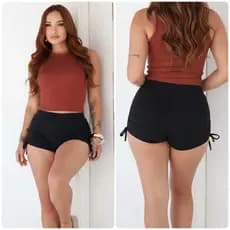 Short Curto Franzido Lateral Academia e Praia Piscina