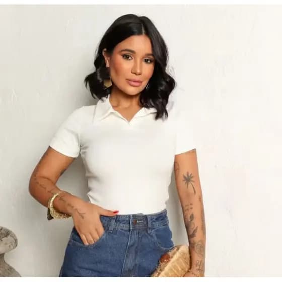 Camiseta Feminina Básica Social Gola Polo