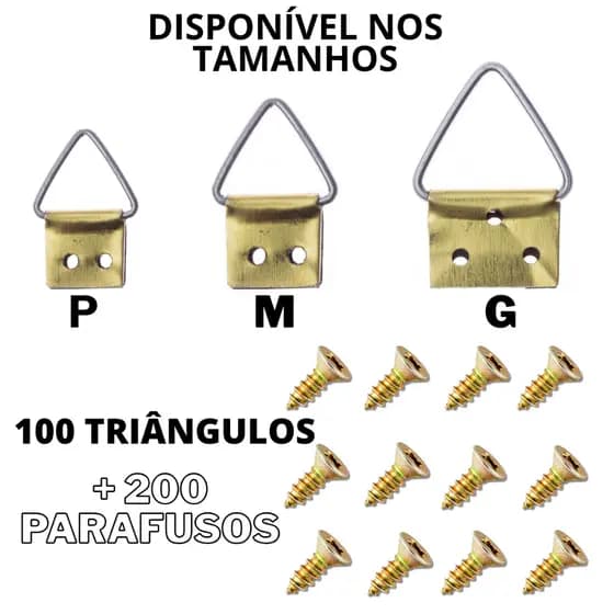 Kit 100 Peças Pendurador Triângulo Quadros Mdf Artesanato + Parafusos