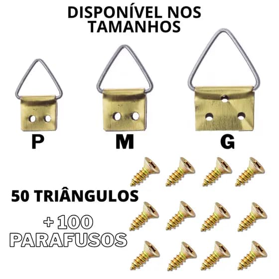 Kit 50 Pendurador Triângulo Quadros Mdf Artesanato + Parafusos P M G