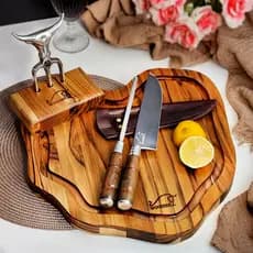 Kit Churrasco com Garfo Tridente Faca e Chaira Presente Dia dos Pais