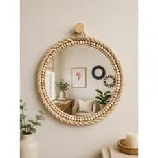 Espelho Decorativo Boho Trama Natural 40 cm