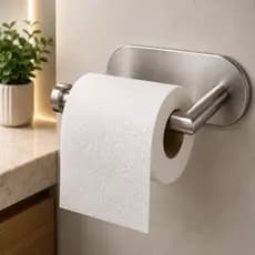 Porta Papel Higiênico Inox Suporte De Parede Banheiro Sanitário Com Auto Adesivo