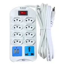 Régua De Extensão Elétrica 9 Tomadas + 2 Usb - 5 Metros