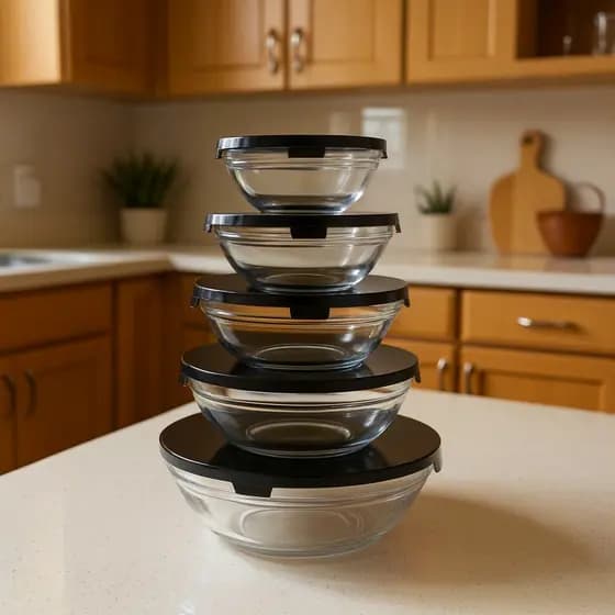 Kit Tigelas de Vidro com Tampa Preta Hermética Potes Organizadores para Armazenar Alimentos