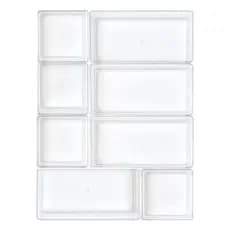 Kit C/ 8 Organizadores Gaveta De Acrílico Escritório Incolor