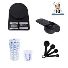 Kit Medidores Preto Copo Medidor Colheres Medidoras Xícara Medidora Balança de Cozinha Preta
