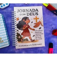 Caderno Jornada com Deus | Capa Cristã + Folhas 90g | Tamanho Grande sem pauta