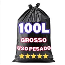 40 SACOS DE LIXO REFORÇADO GROSSO P13 PRETO P/ PRODUTO PESADO 100 LITROS 5kg