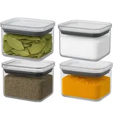 4 Potes Organizador de Cozinha Pequenos Temperos Alimentos Empilhável 550ml