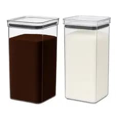 Kit 2 Potes Organizador Cozinha Hermeticos Empilhável Arroz e Café e Outros 2,1 L