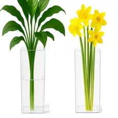 2 Vasos de Plantas Transparente Acrilico Decorativo 30cm