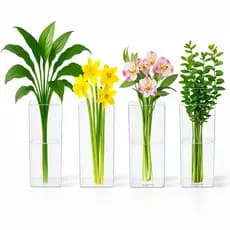 4 Vasos Decorativo Transparente Acrilico Para Sala Quarto 30cm