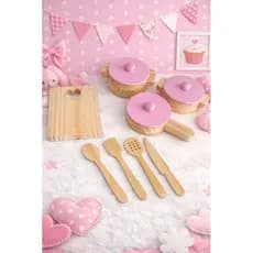 Kit Panelinhas Mini Cozinha Infantil de Madeira Brinquedo Criativo educativo conjunto de 8 peças