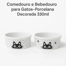 Comedouro Bebedouro de Porcelana para Gatos – Kit 2 Peças 330ml