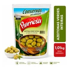 Azeitonas Verdes Inteiras Sachet 1,01kg Drenado Pramesa