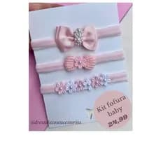 KIT LAÇOS BEBÊ JARDIM ENCANTADO/ KIT COM 3 TIARINHAS/ LAÇOS RN/ FAIXINHAS SAÍDA MATERNIDADE/ LAÇOS E TIARAS PARA BEBÊS