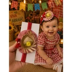 Faixinha de Cabelo Bebê Festa Junina Tiara Caipira Menina Acessório de Cabelo Arraiá