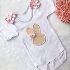 kit body bebê tematico coelhinha/body+tiarinha / body mesversário
